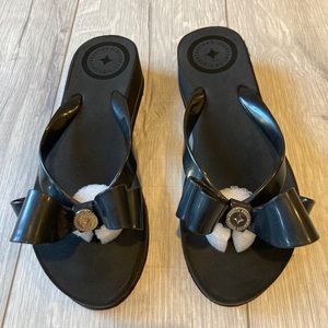 BCBGeneration Black Bow Sandals